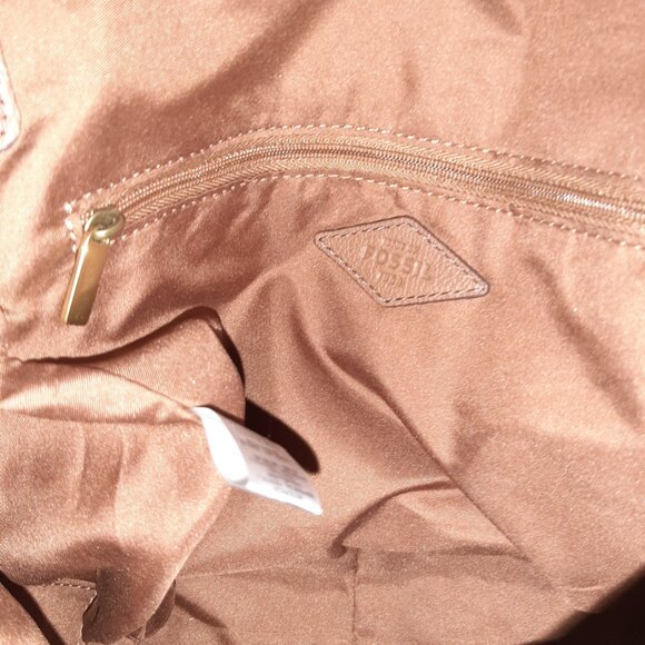 Fossil Peyton Double Flap Crossbody Bag Tan Brown Leather - Picture 10 of 16